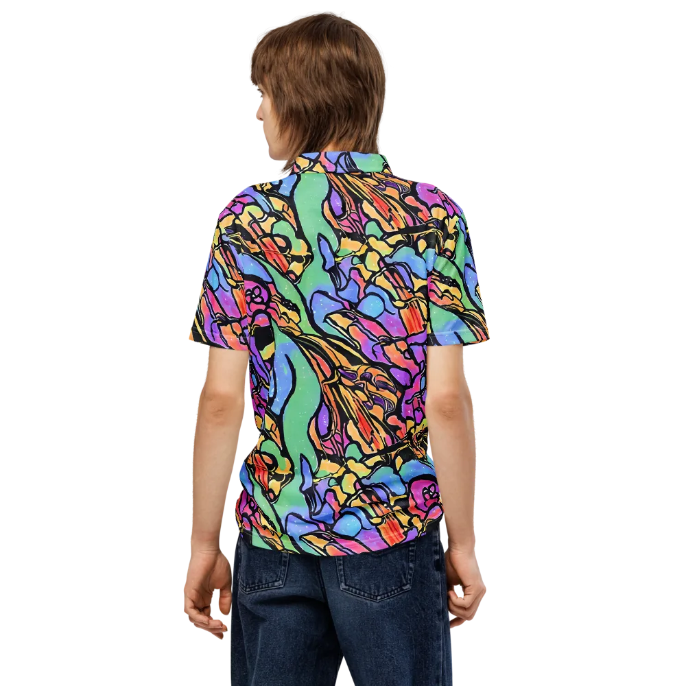 Kaleidoscope Flora on Men's Slim Fit Polo Shirt — Back