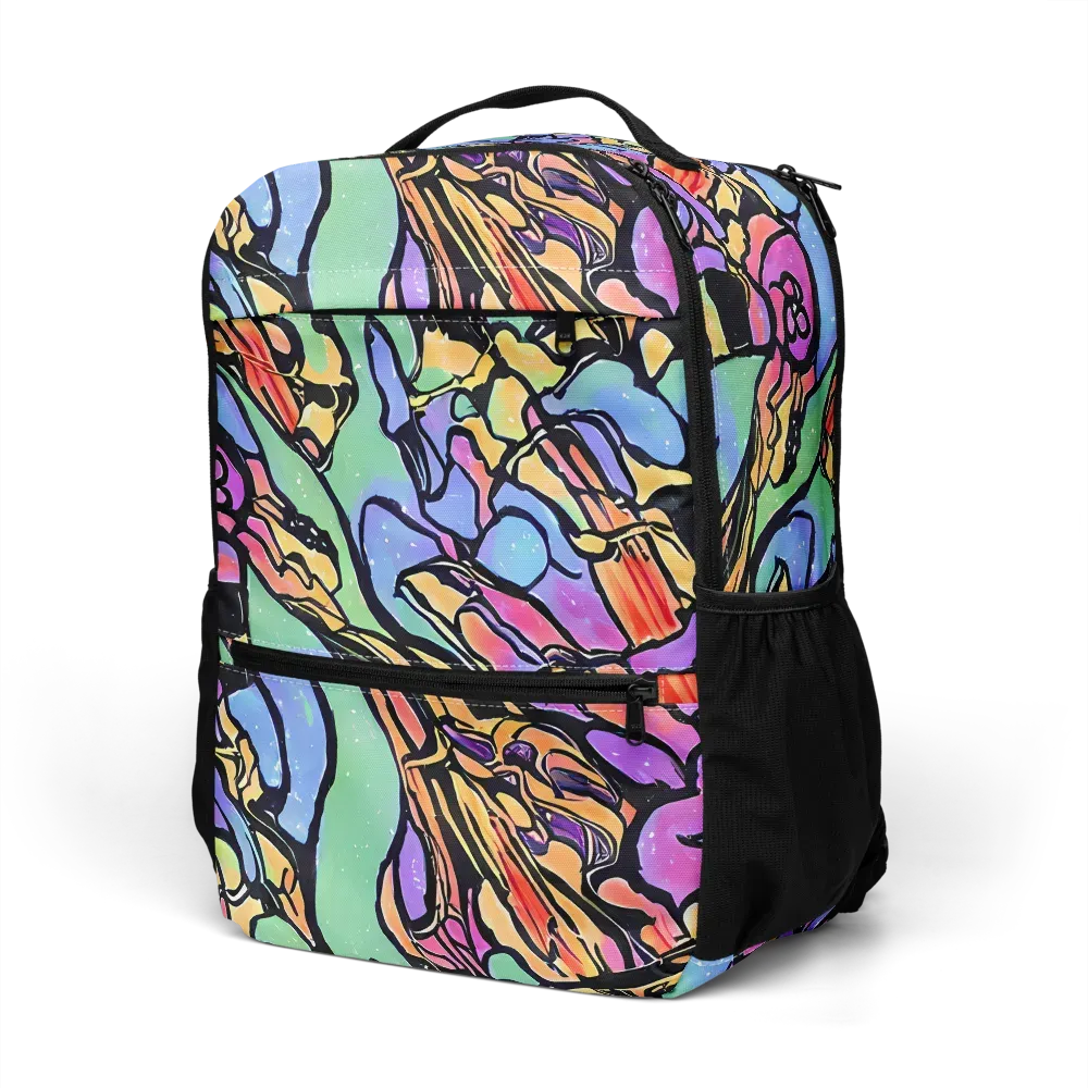Kaleidoscope Flora on Utility Backpack — Left Front