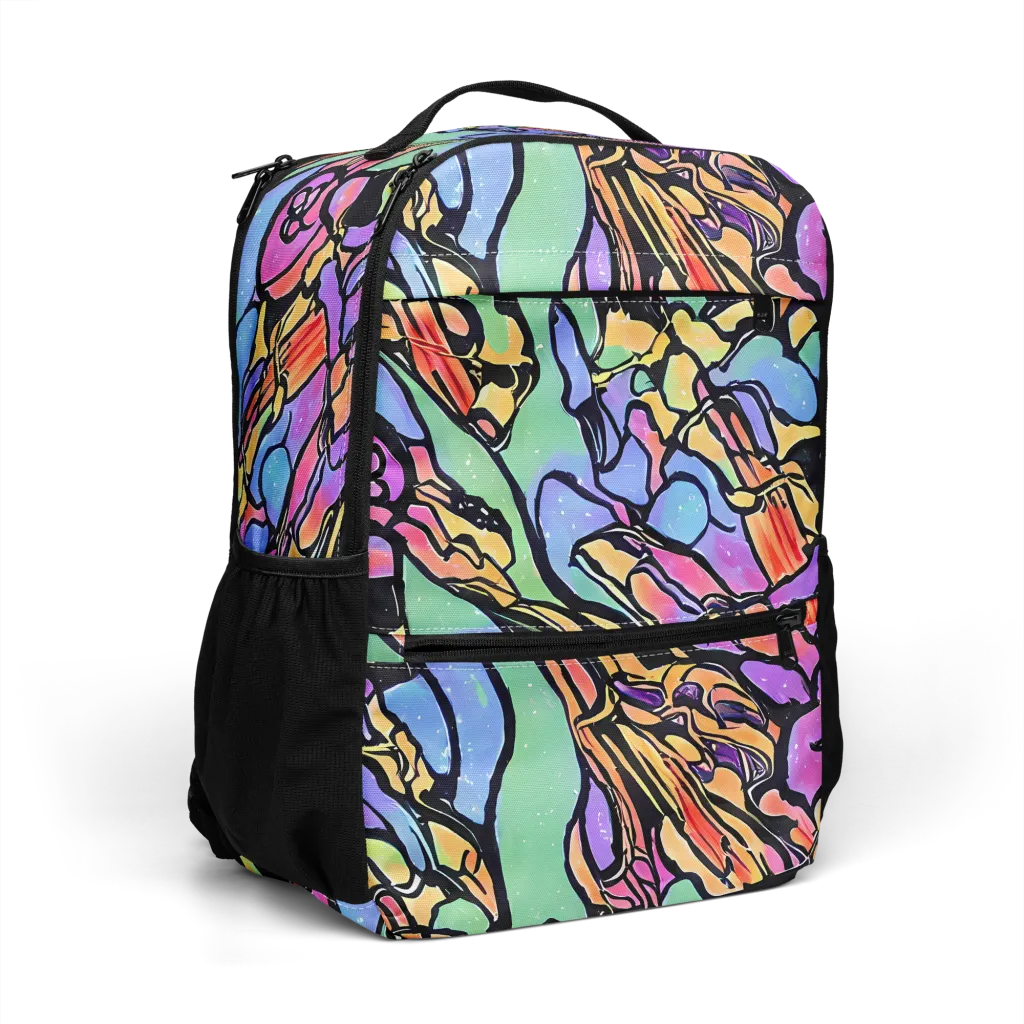 Kaleidoscope Flora on Utility Backpack — Right Front