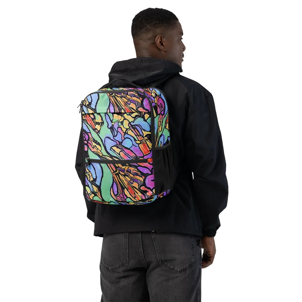 Kaleidoscope Flora on Utility Backpack — Back