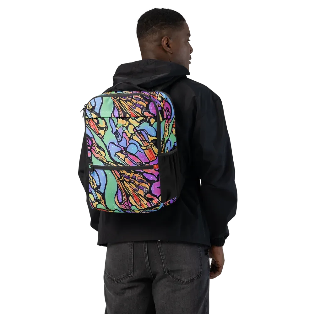 Kaleidoscope Flora on Utility Backpack — Back