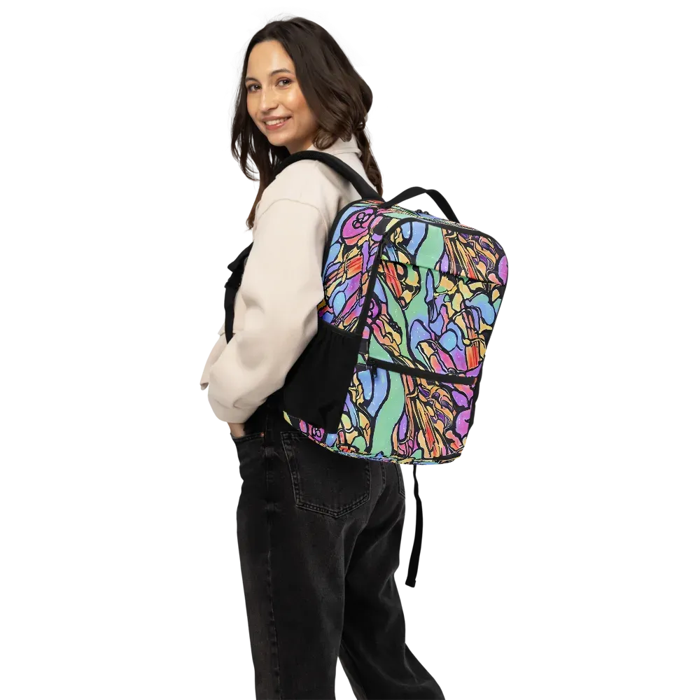 Kaleidoscope Flora on Utility Backpack — Back