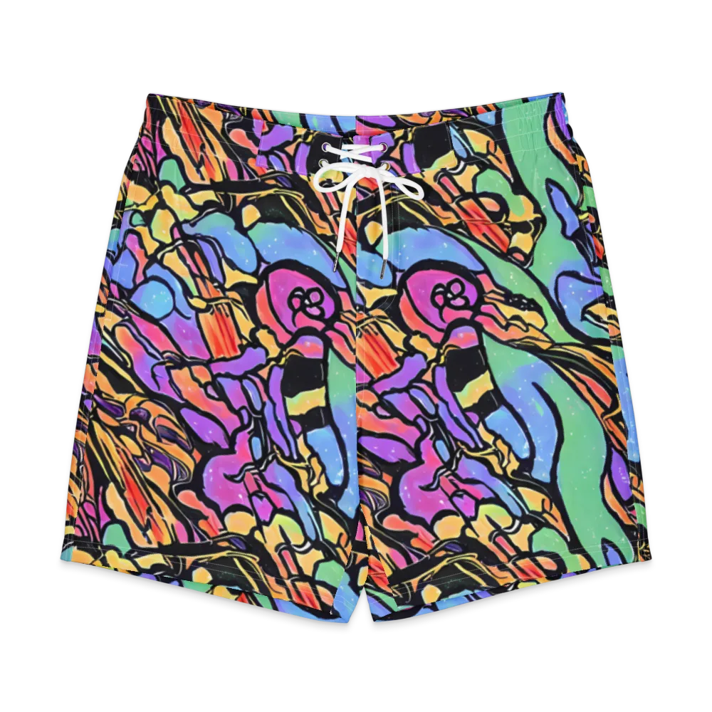 Kaleidoscope Flora on Men's Board Shorts — Front