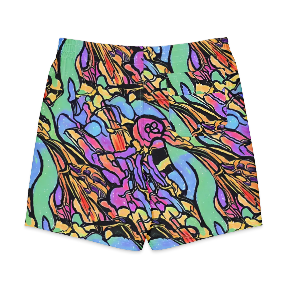Kaleidoscope Flora on Men's Board Shorts — Back