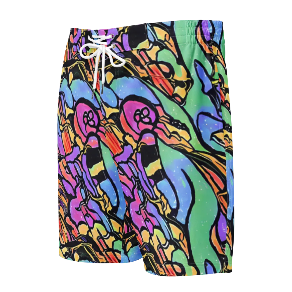 Kaleidoscope Flora on Men's Board Shorts — Front
