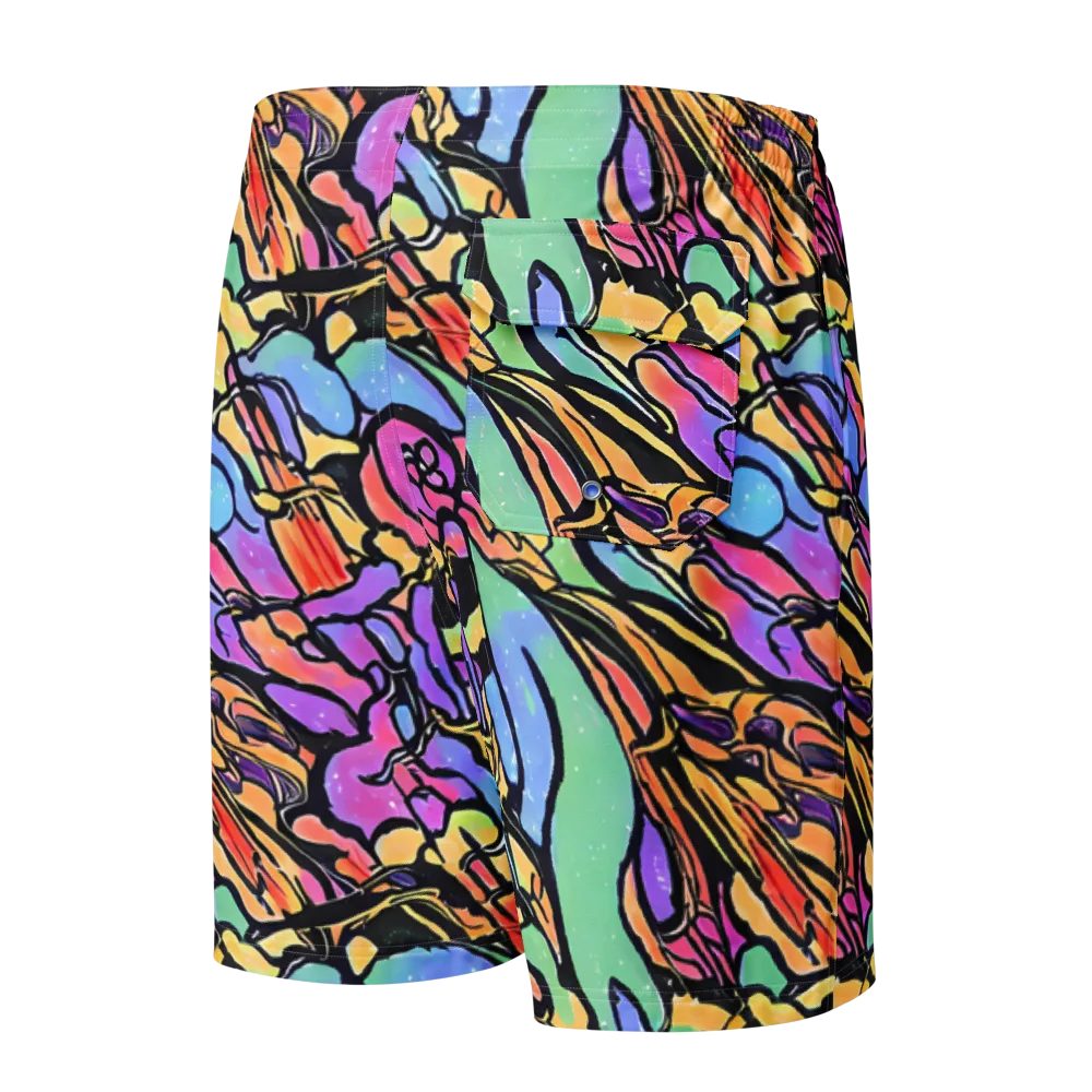 Kaleidoscope Flora on Men's Board Shorts — Back
