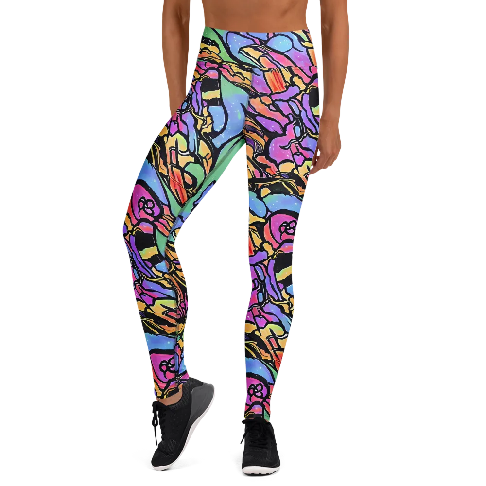 Kaleidoscope Flora on Yoga Leggings — Front