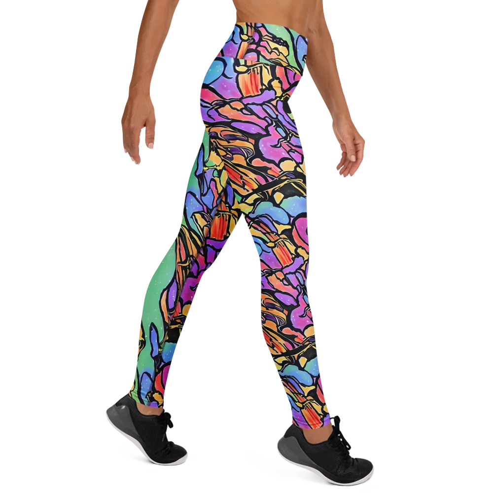 Kaleidoscope Flora on Yoga Leggings — Right