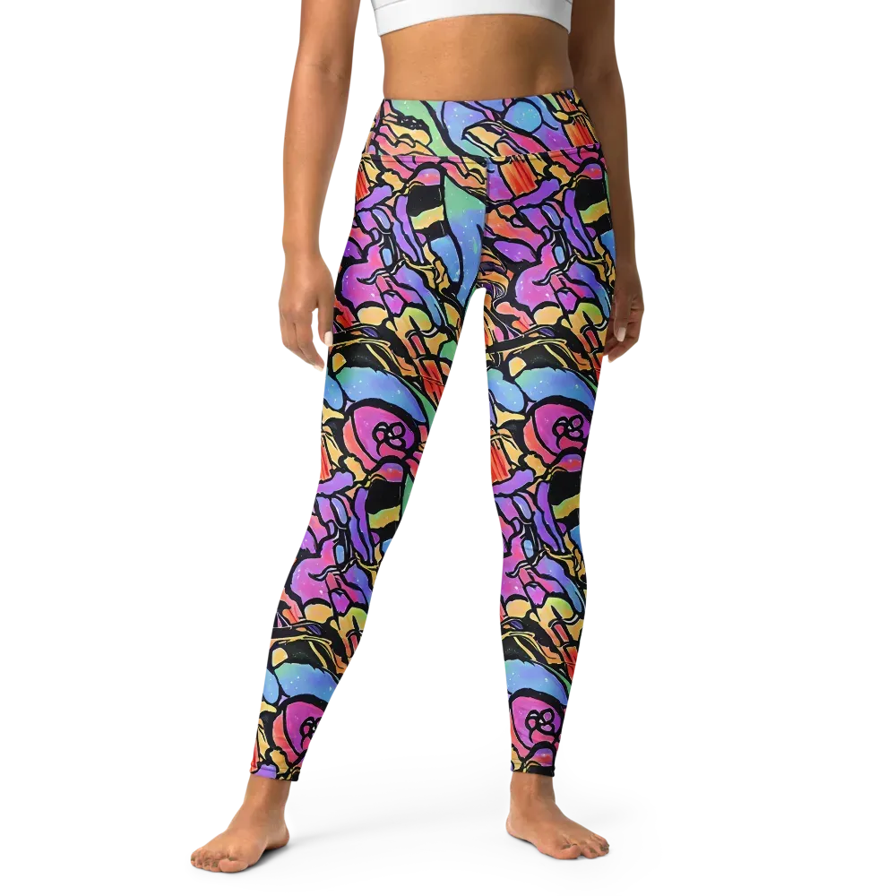 Kaleidoscope Flora on Yoga Leggings — Front