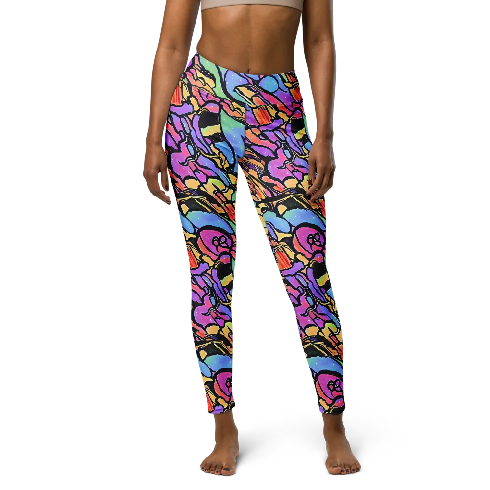 Kaleidoscope Flora on Yoga Leggings — Front