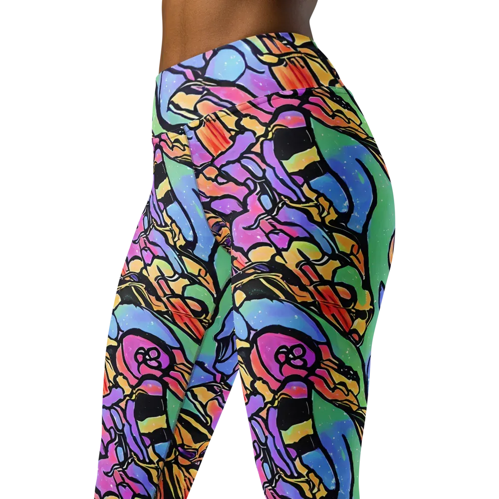 Kaleidoscope Flora on Yoga Leggings — Left Front