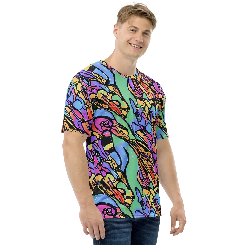 Kaleidoscope Flora on Men's Crew Neck T-Shirt — Right