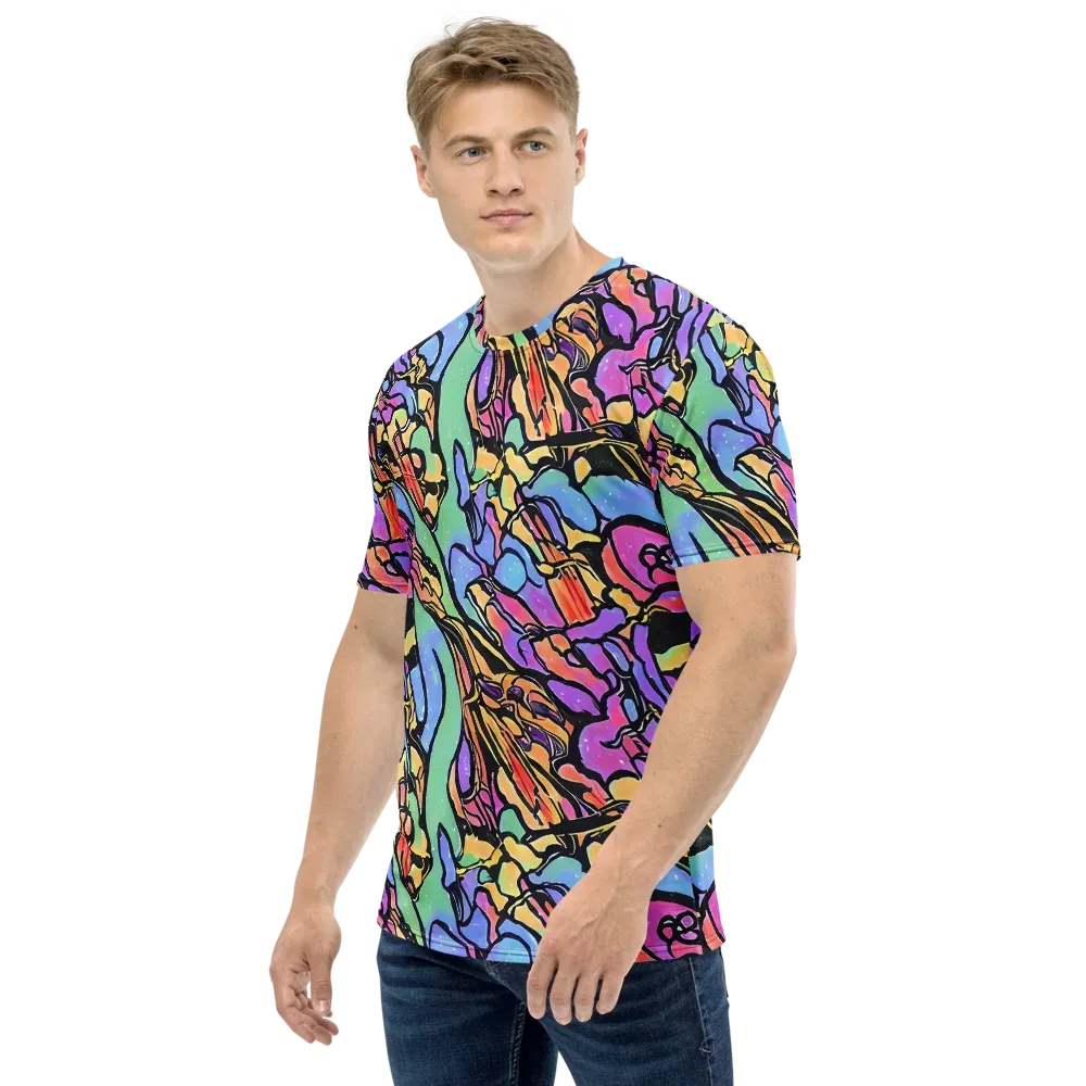 Kaleidoscope Flora on Men's Crew Neck T-Shirt — Left