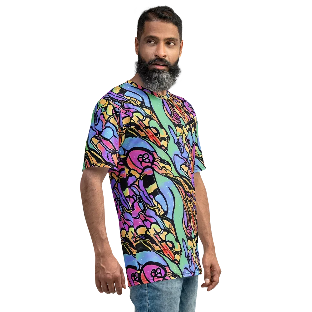 Kaleidoscope Flora on Men's Crew Neck T-Shirt — Right