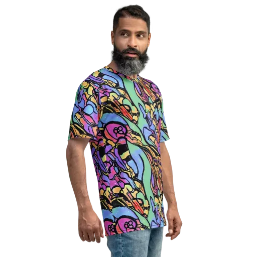 Kaleidoscope Flora on a Men's Crew Neck T-Shirt