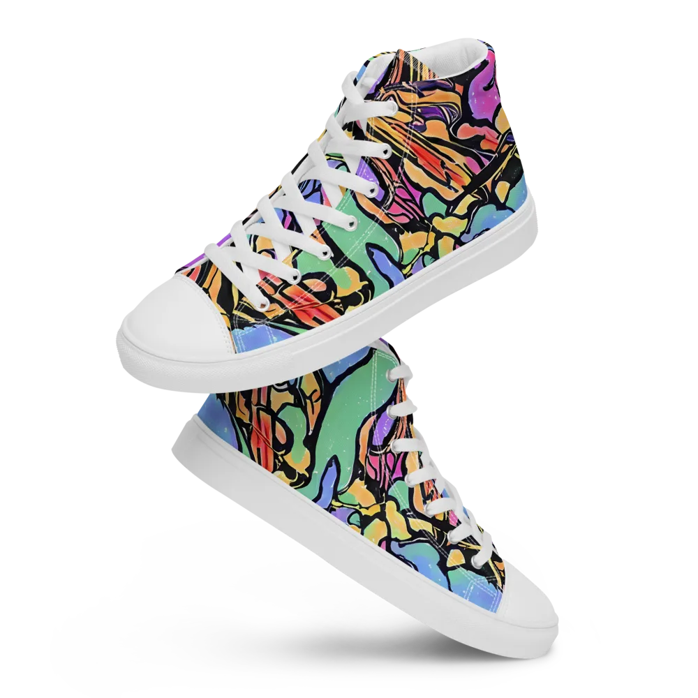 Kaleidoscope Flora on Men's High Top Canvas Shoes — Front
