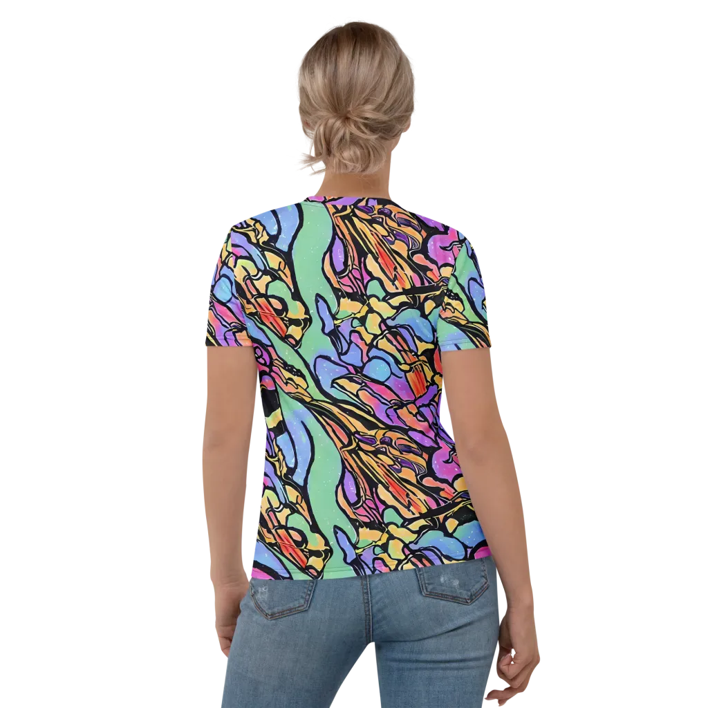 Kaleidoscope Flora on Women's Crew Neck T-Shirt — Back