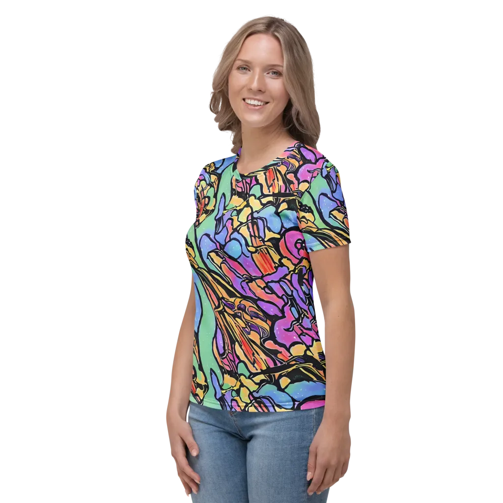 Kaleidoscope Flora on Women's Crew Neck T-Shirt — Left