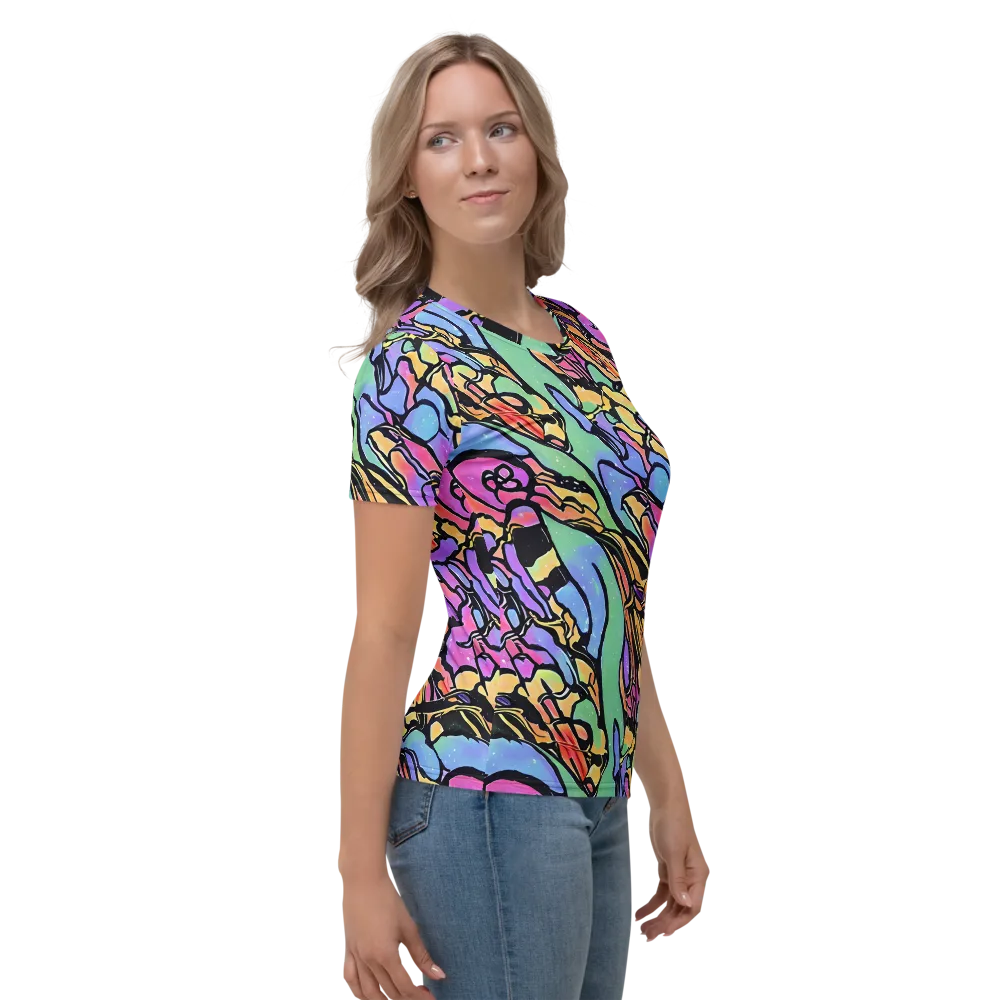 Kaleidoscope Flora on Women's Crew Neck T-Shirt — Right