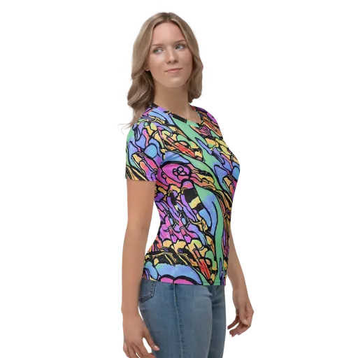 Kaleidoscope Flora on a Women's Crew Neck T-Shirt
