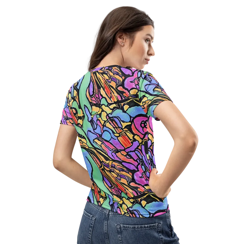 Kaleidoscope Flora on Women's Crew Neck T-Shirt — Back
