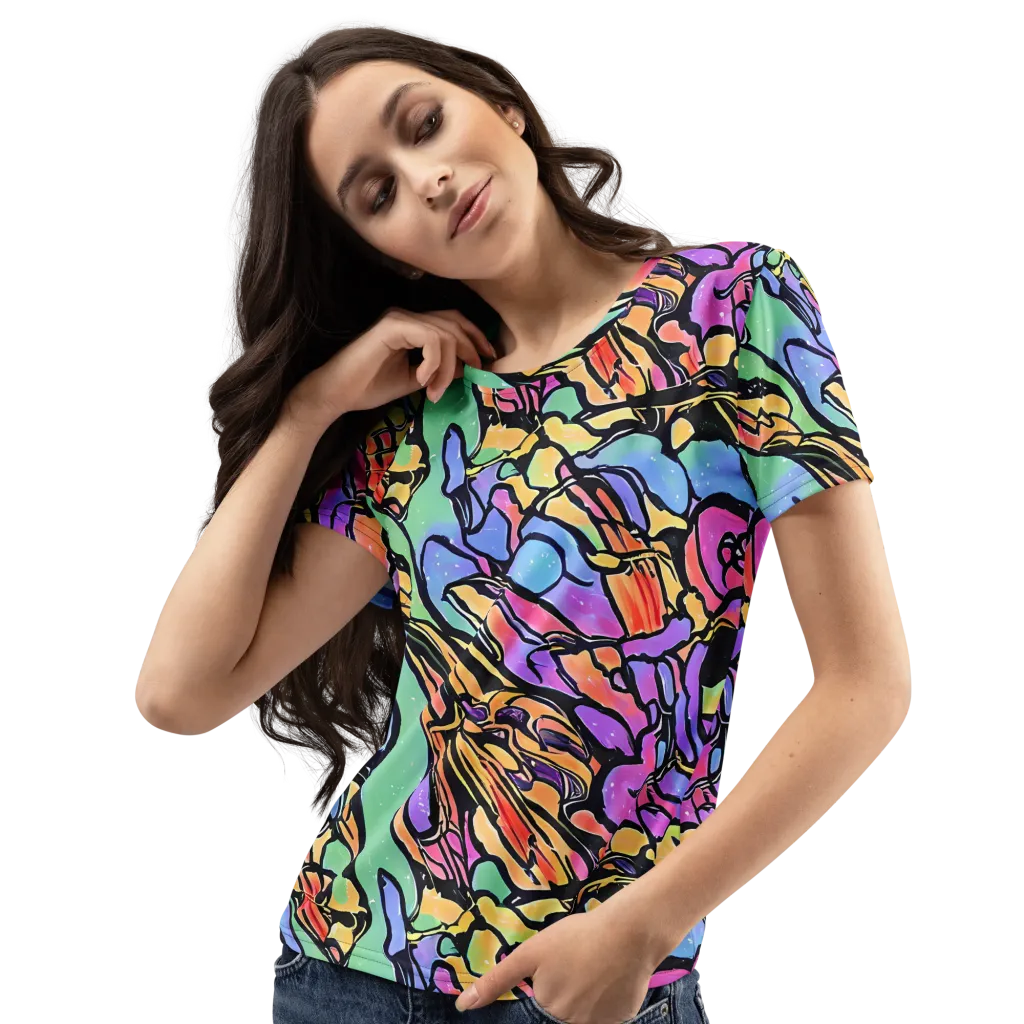 Kaleidoscope Flora on Women's Crew Neck T-Shirt — Left Front