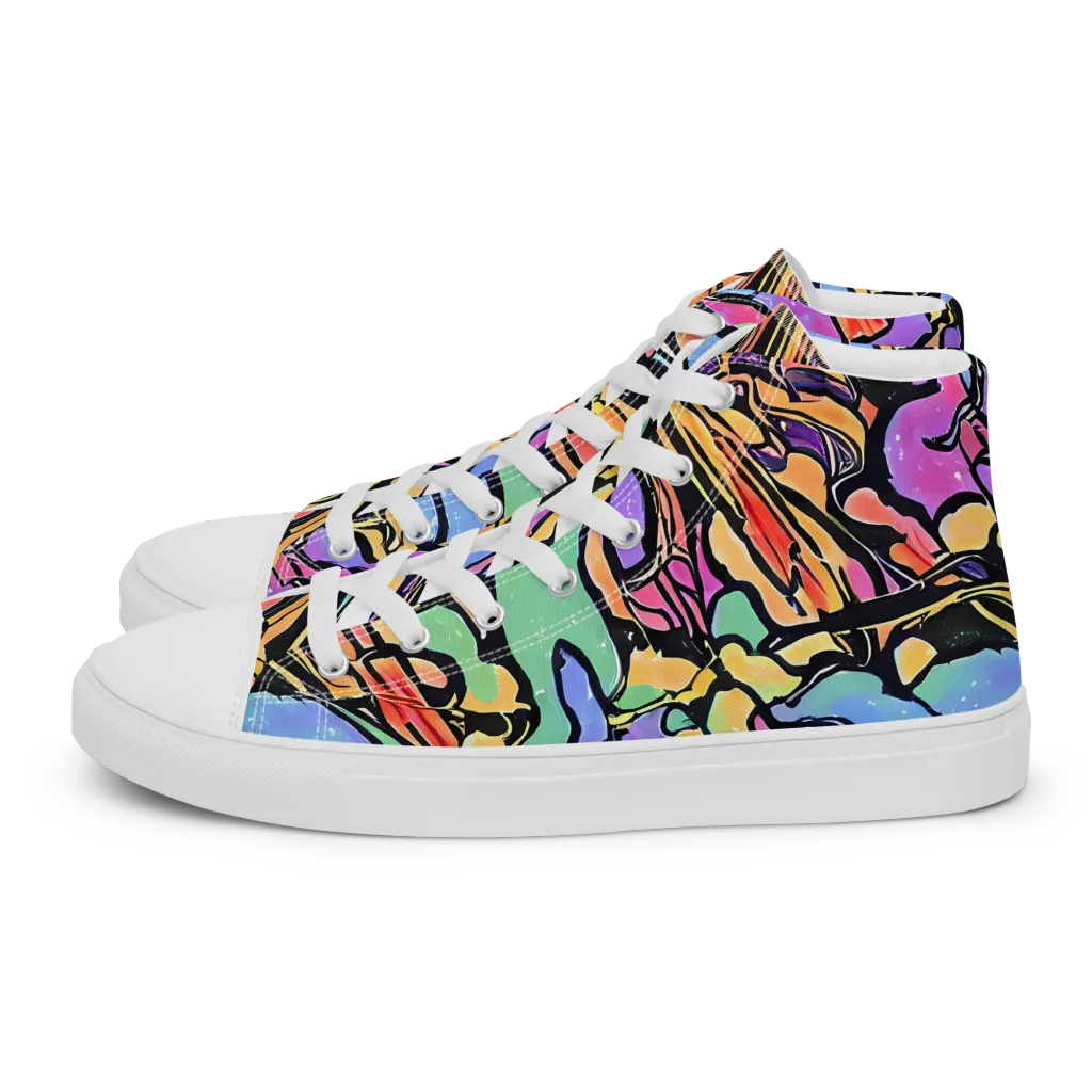 Kaleidoscope Flora on Women's High Top Canvas Shoes — Left