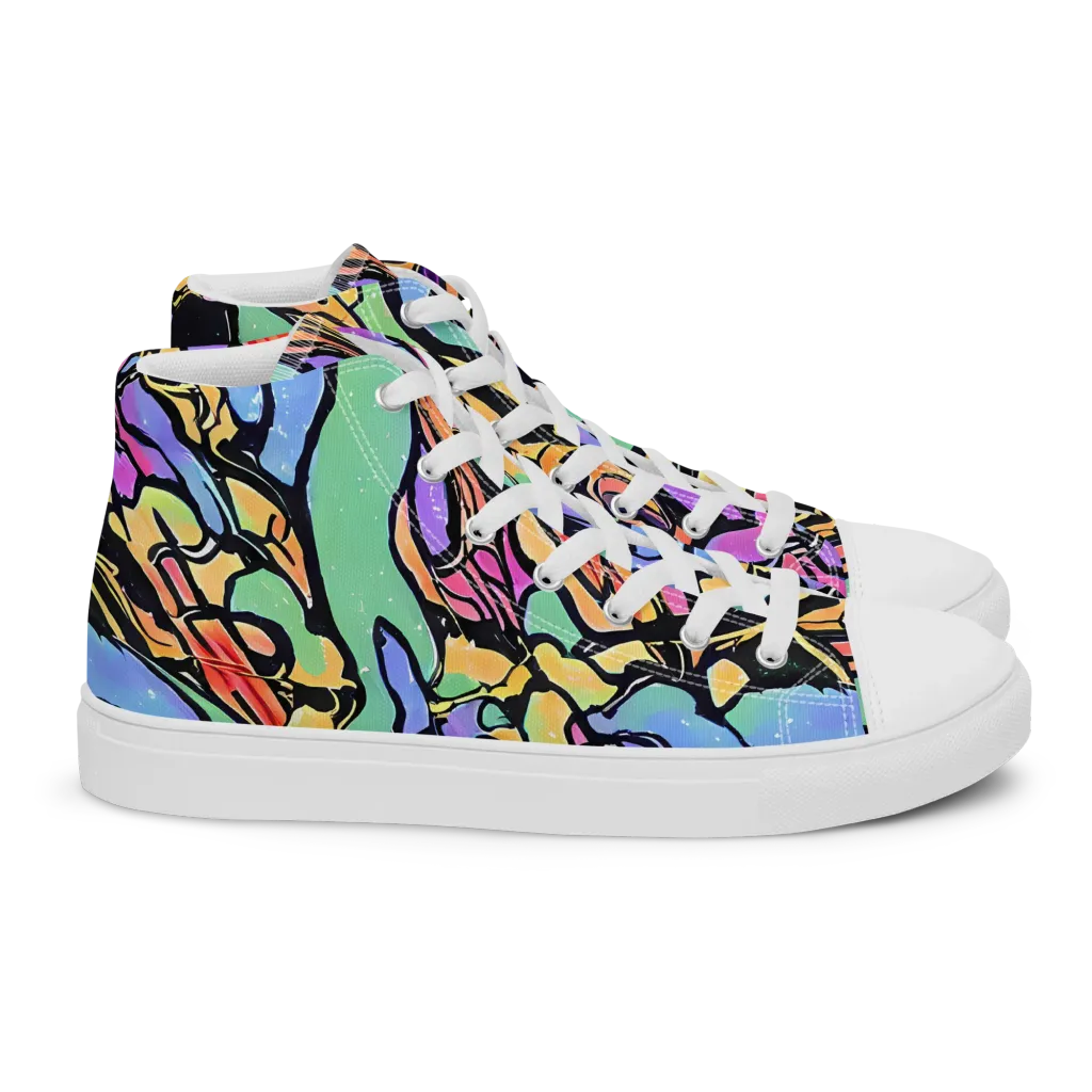 Kaleidoscope Flora on Women's High Top Canvas Shoes — Right