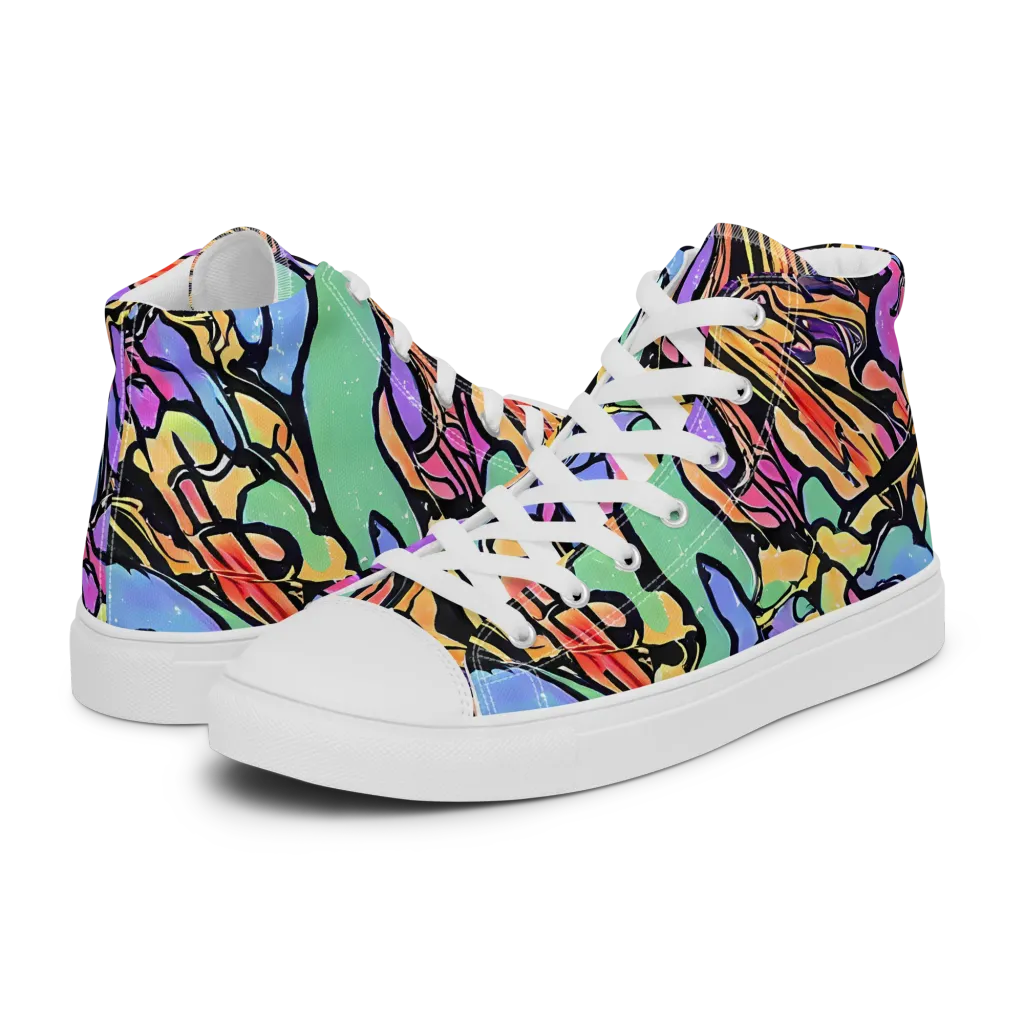 Kaleidoscope Flora on Women's High Top Canvas Shoes — Left