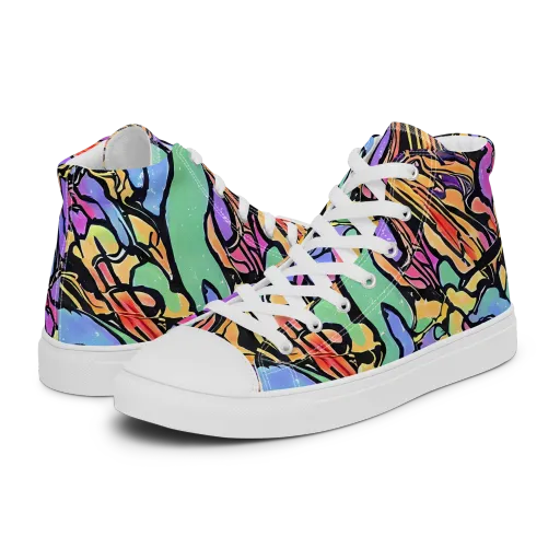 Kaleidoscope Flora on a Women's High Top Canvas Shoes