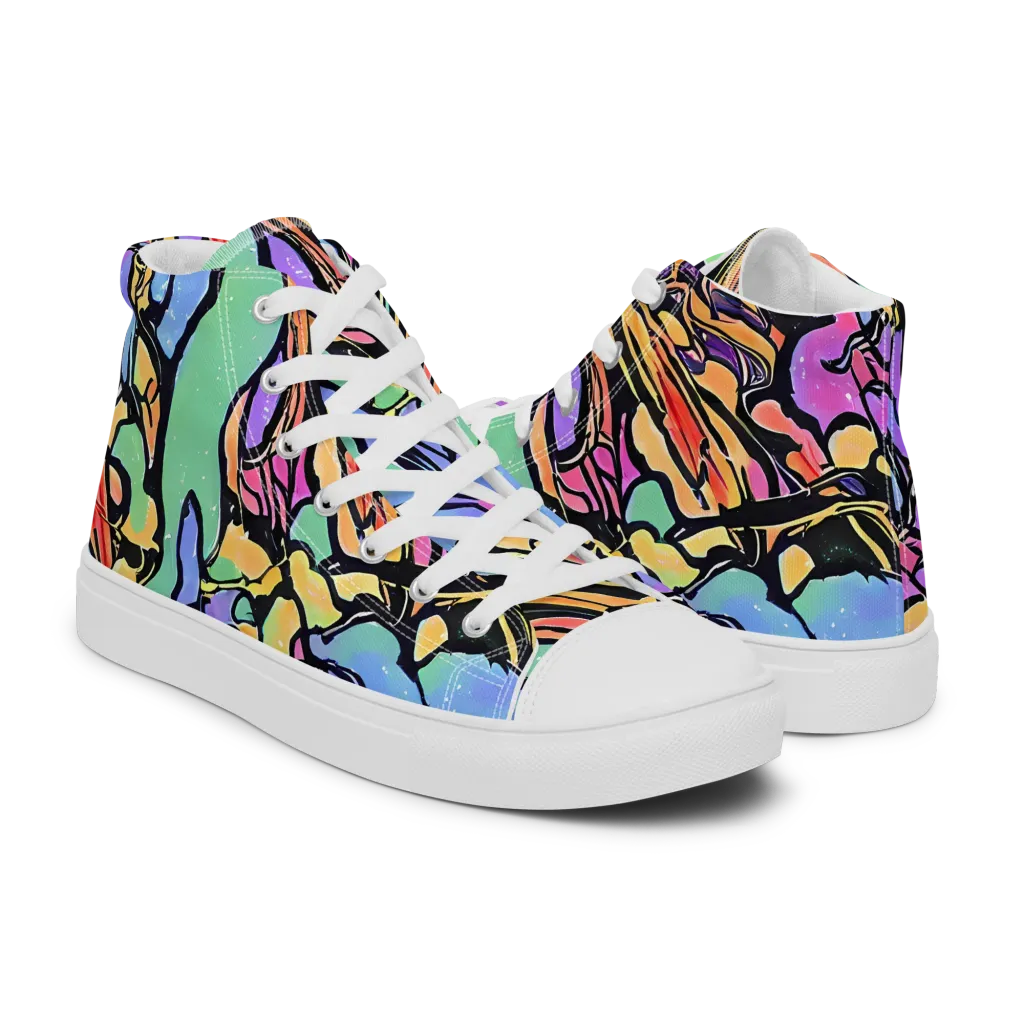 Kaleidoscope Flora on Women's High Top Canvas Shoes — Right