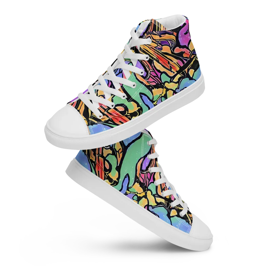 Kaleidoscope Flora on Women's High Top Canvas Shoes — Front