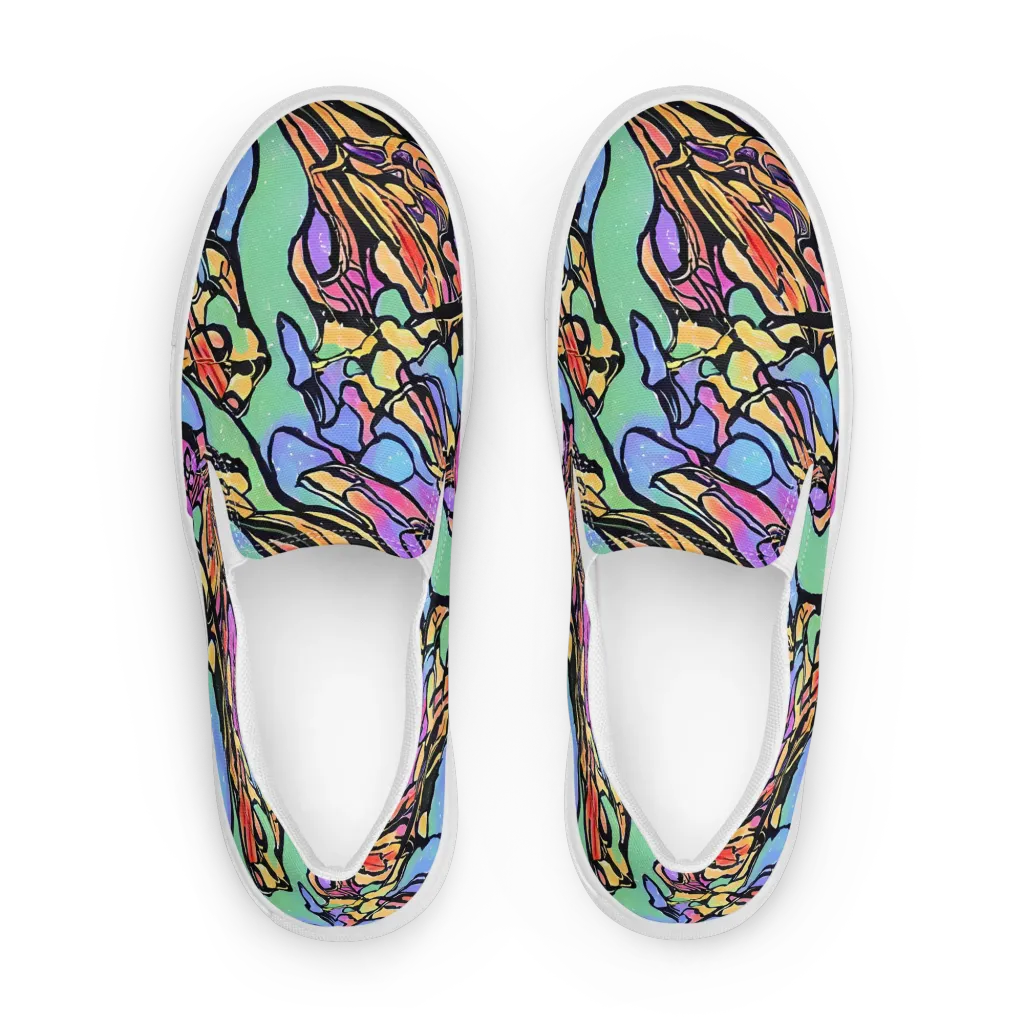 Kaleidoscope Flora on Men's Slip-On Canvas Shoes — Front