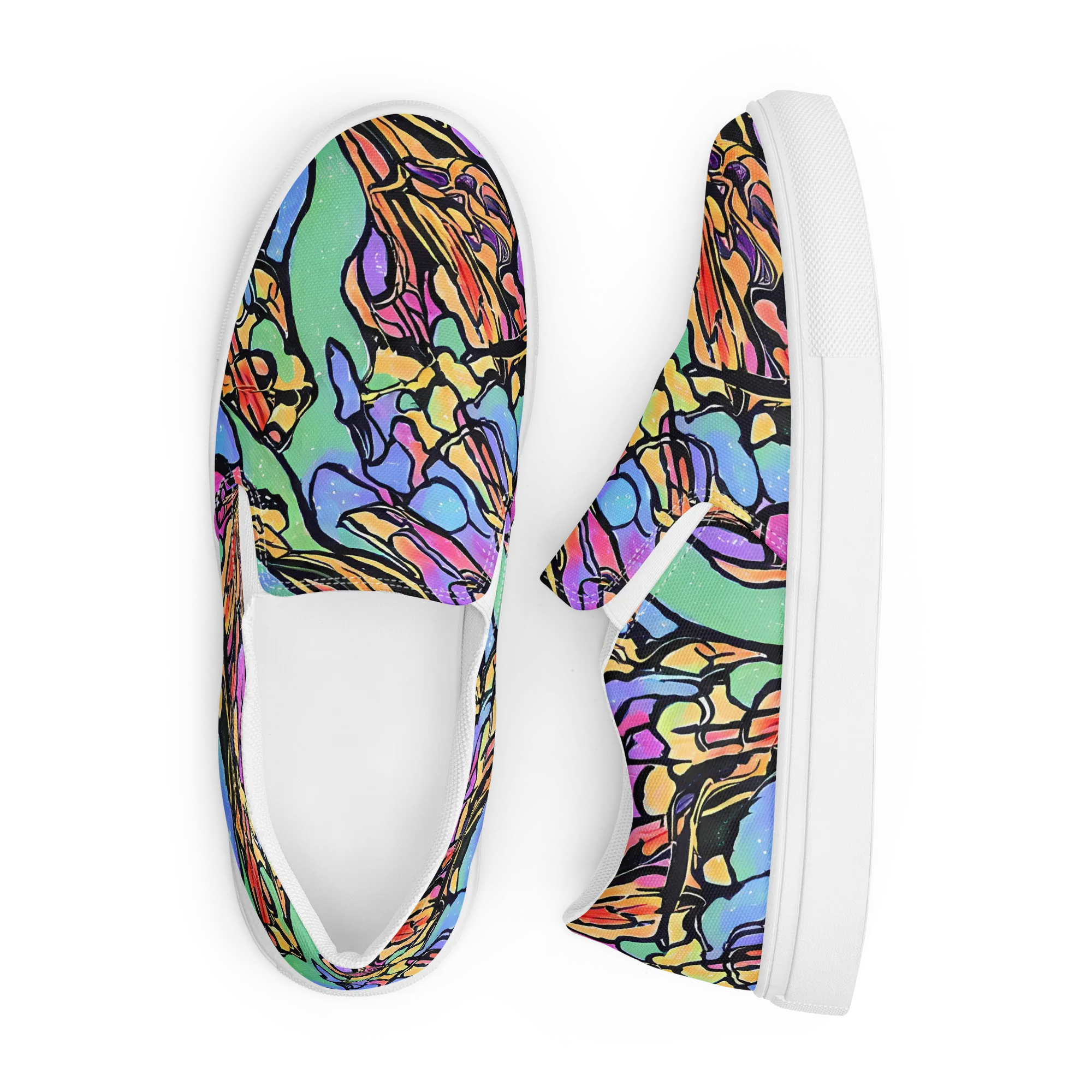 Kaleidoscope Flora on Men's Slip-On Canvas Shoes — Front