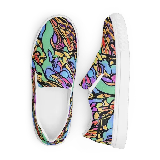 Kaleidoscope Flora on a Men's Slip-On Canvas Shoes