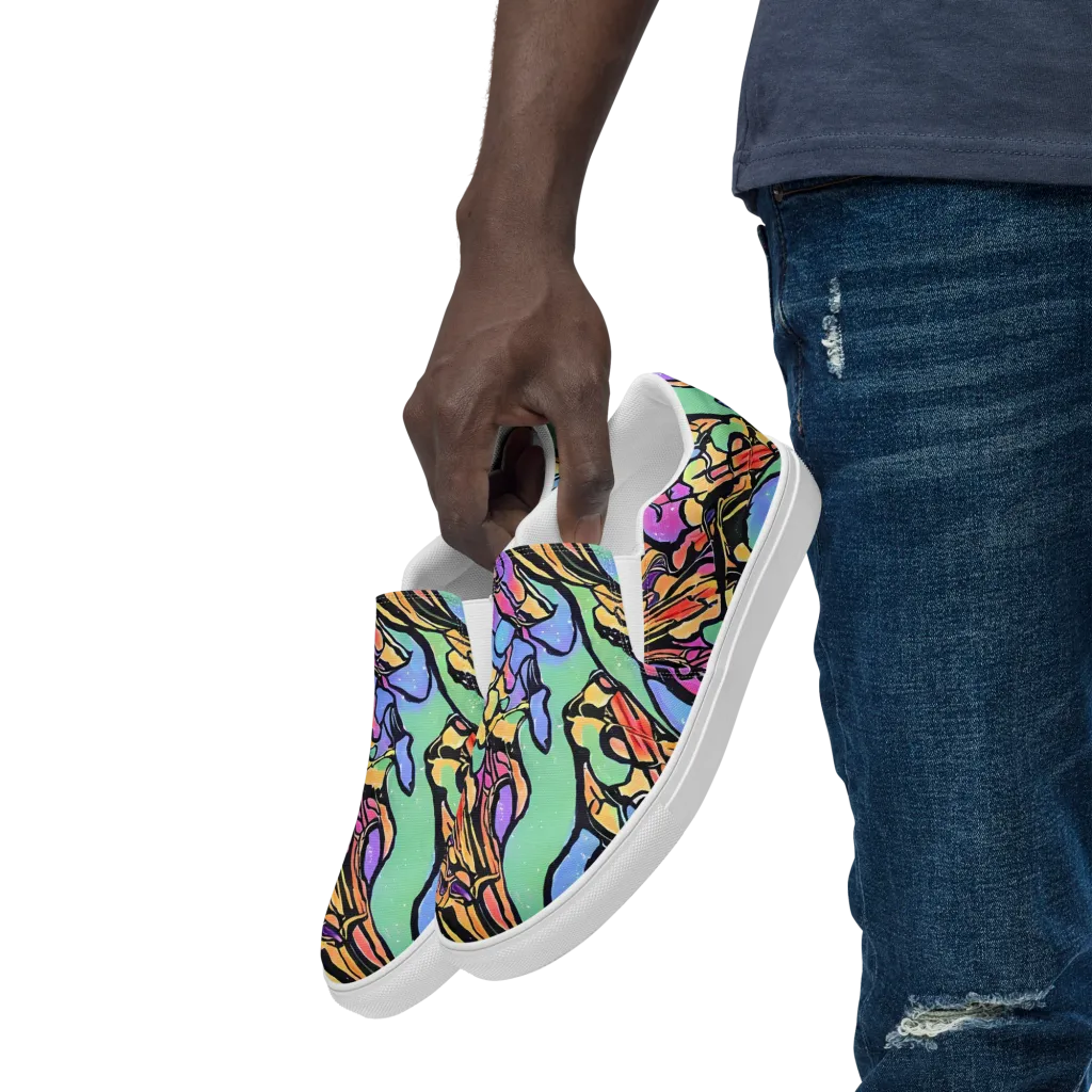 Kaleidoscope Flora on Men's Slip-On Canvas Shoes — Left Front