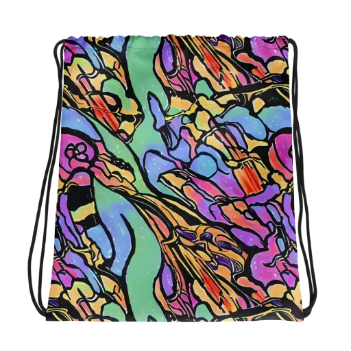 Kaleidoscope Flora on a Drawstring Bag