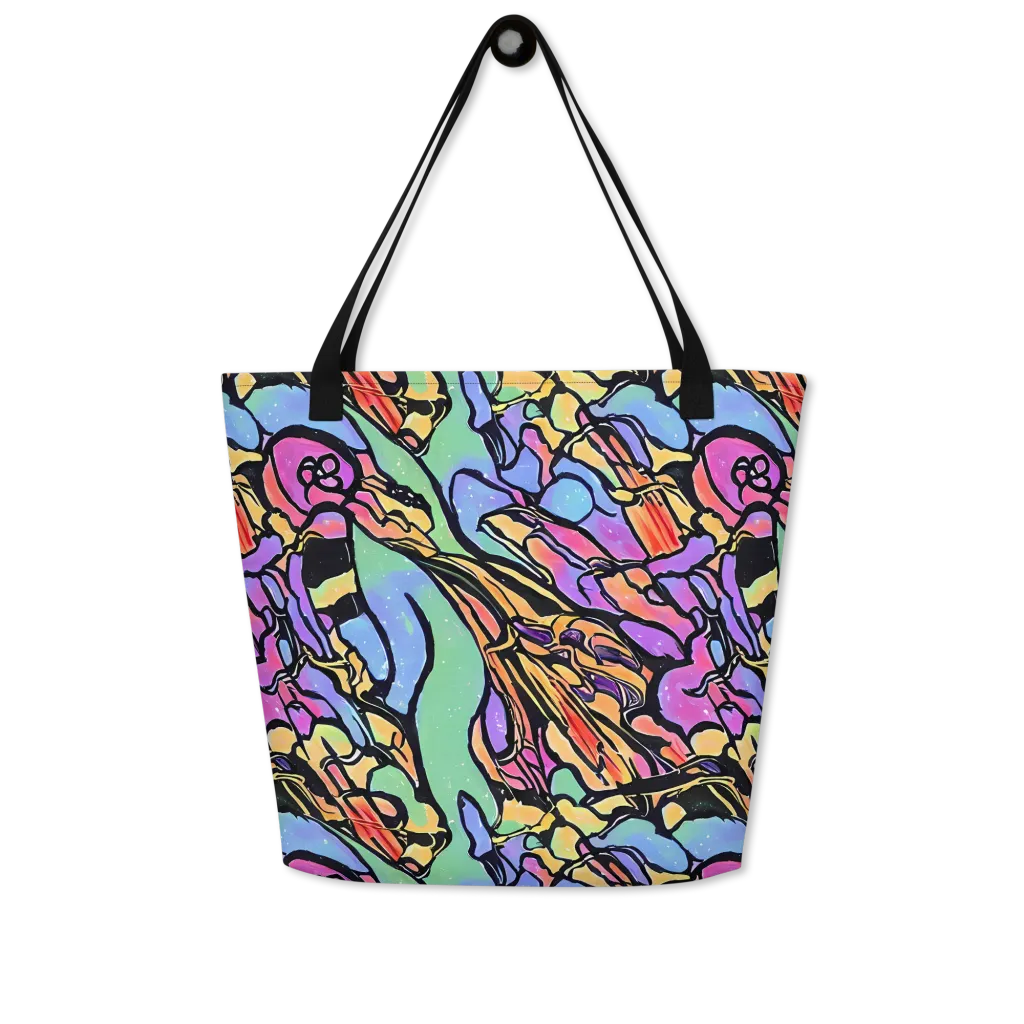 Kaleidoscope Flora on Large Tote Bag W/ Pocket — Front