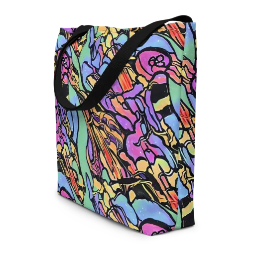 Kaleidoscope Flora on a Large Tote Bag W/ Pocket