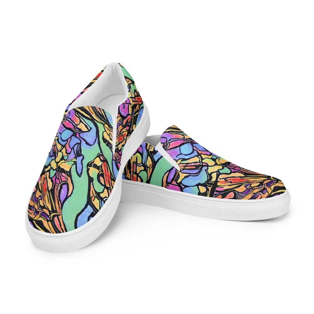Kaleidoscope Flora on Women's Slip-On Canvas Shoes — Left Front