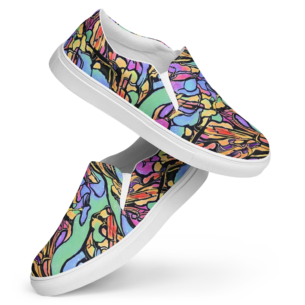 Kaleidoscope Flora on Women's Slip-On Canvas Shoes — Front