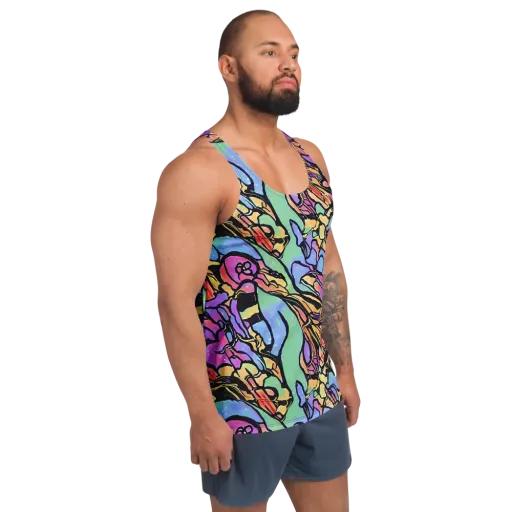 Kaleidoscope Flora on a Men's Tank Top
