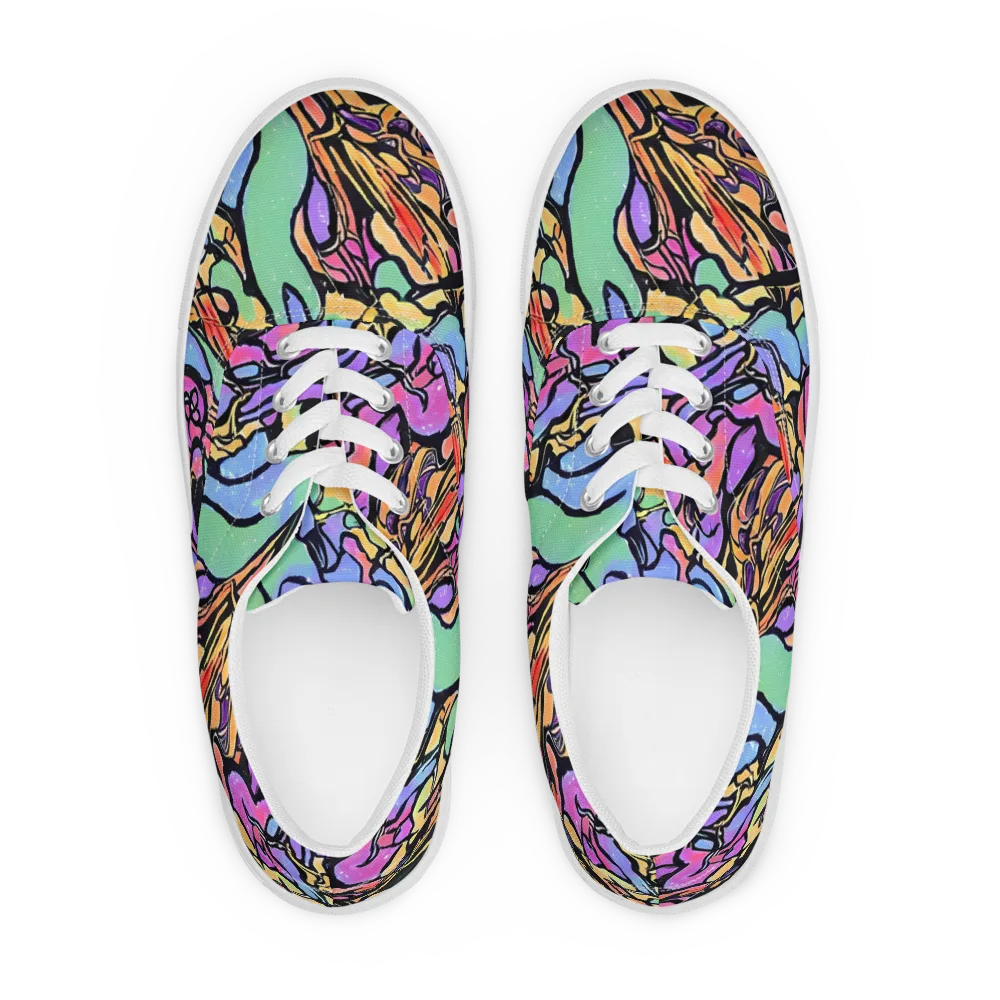 Kaleidoscope Flora on Men's Lace-Up Canvas Shoes — Front