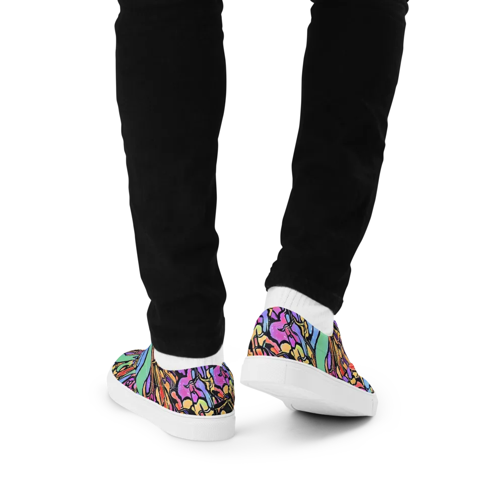Kaleidoscope Flora on Men's Lace-Up Canvas Shoes — Back