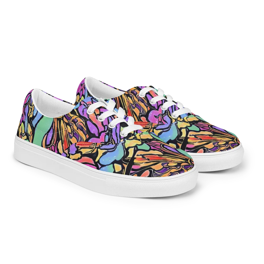 Kaleidoscope Flora on Men's Lace-Up Canvas Shoes — Right Front