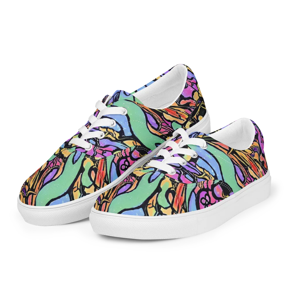 Kaleidoscope Flora on Men's Lace-Up Canvas Shoes — Left Front