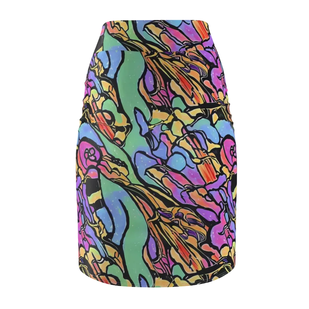 Kaleidoscope Flora on Pencil Skirt — Back