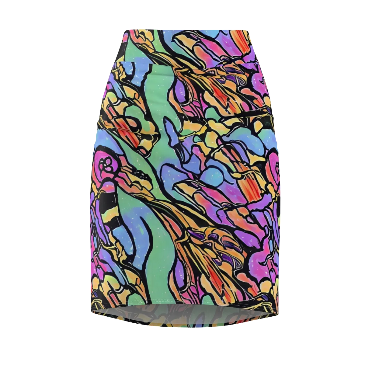 Kaleidoscope Flora on Pencil Skirt — Front