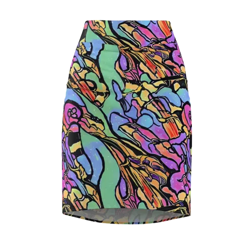 Kaleidoscope Flora on a Pencil Skirt