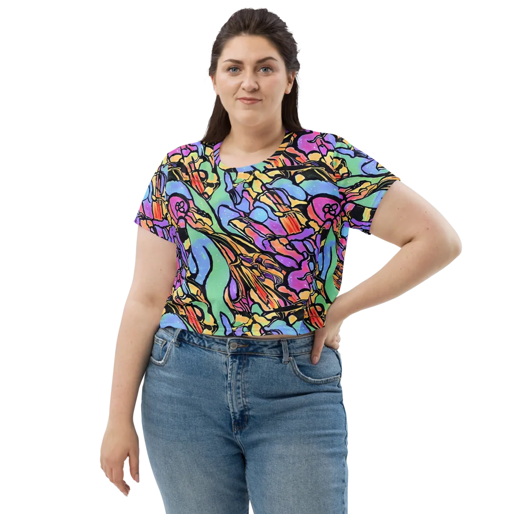 Kaleidoscope Flora on Crop Tee — Front
